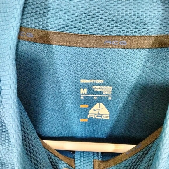 Nike FitDry Pullover Shirt Mens Sz M Blue ACG 1/4 Zip Long Sleeve Hiking Outdoor - Picture 7 of 12